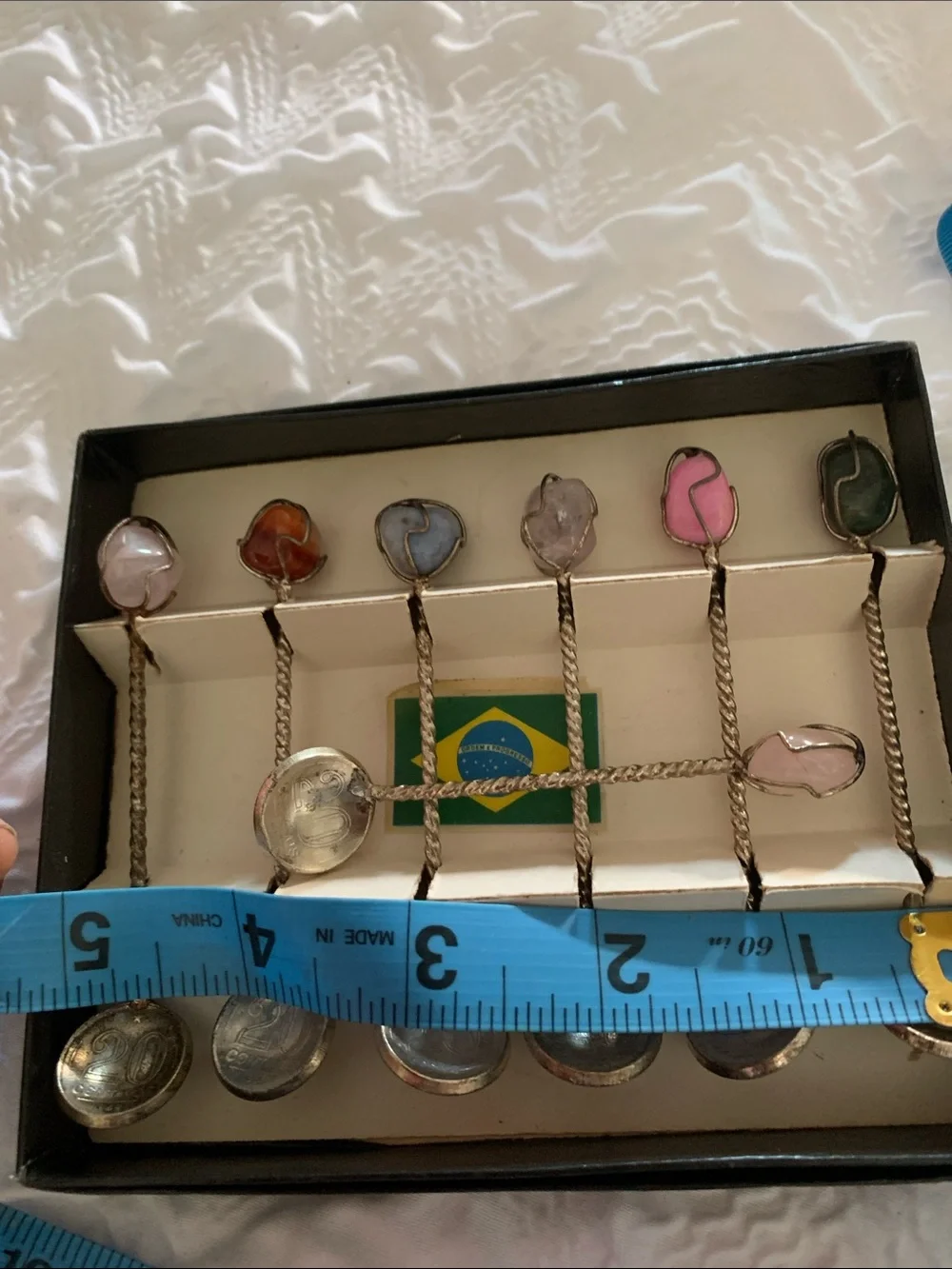 getulio vargas brasil 20 contavos six piece silver rock coin spoon set of 7